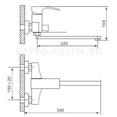 Смеситель для ванны Gappo Jacob G2207