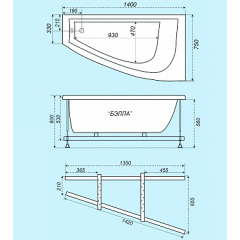 Ванна акриловая Бэлла 1400х750 правая ТРИТОН -14970р.