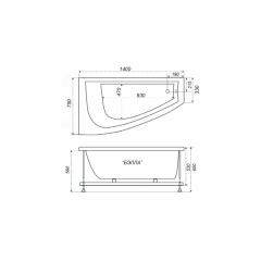 Ванна Бэлла 1400х750 левая ТРИТОН